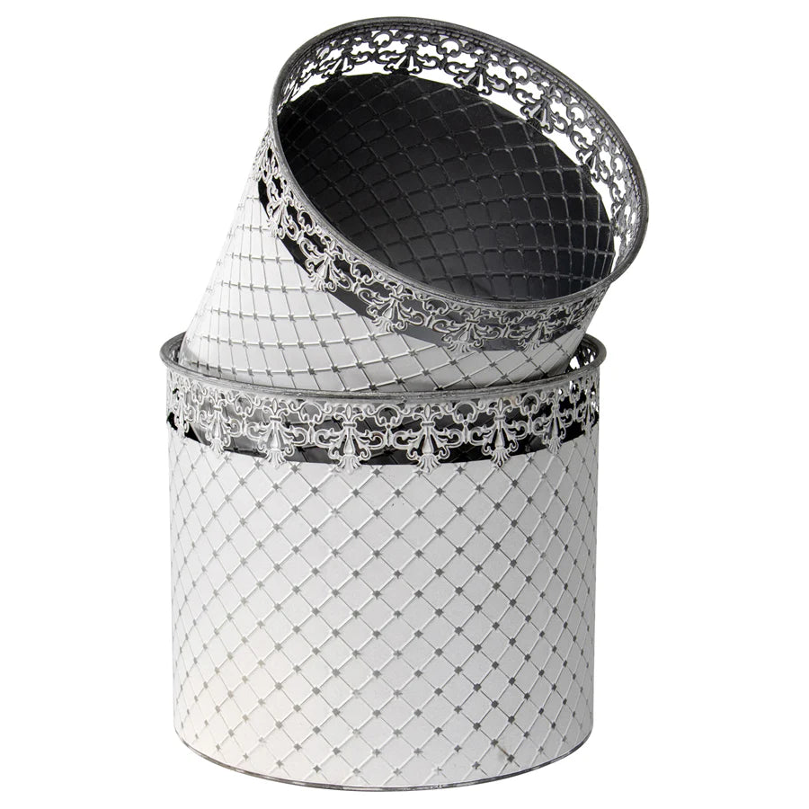 Set of 2 Nested French Country Round Planter / Storage