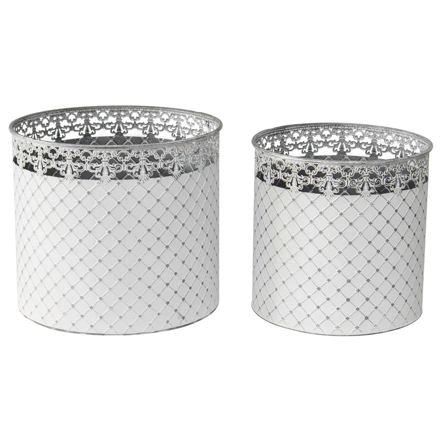 Set of 2 Nested French Country Round Planter / Storage