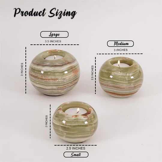 Set of 3 Soft Glow Elegant Tealight Candle Holder - Green