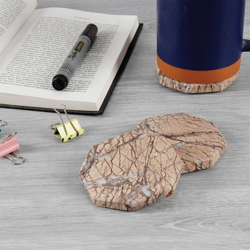 Set of 6 Octagonal Marble Coasters (Available in 4 Colors)