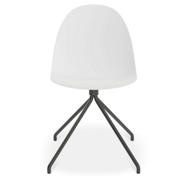 Shadowed Pebble White Pyramid Base Dining Chair