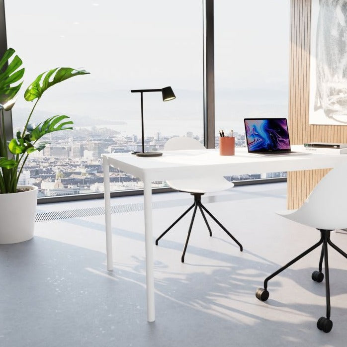 Shadowed Pebble White Pyramid Base Dining Chair