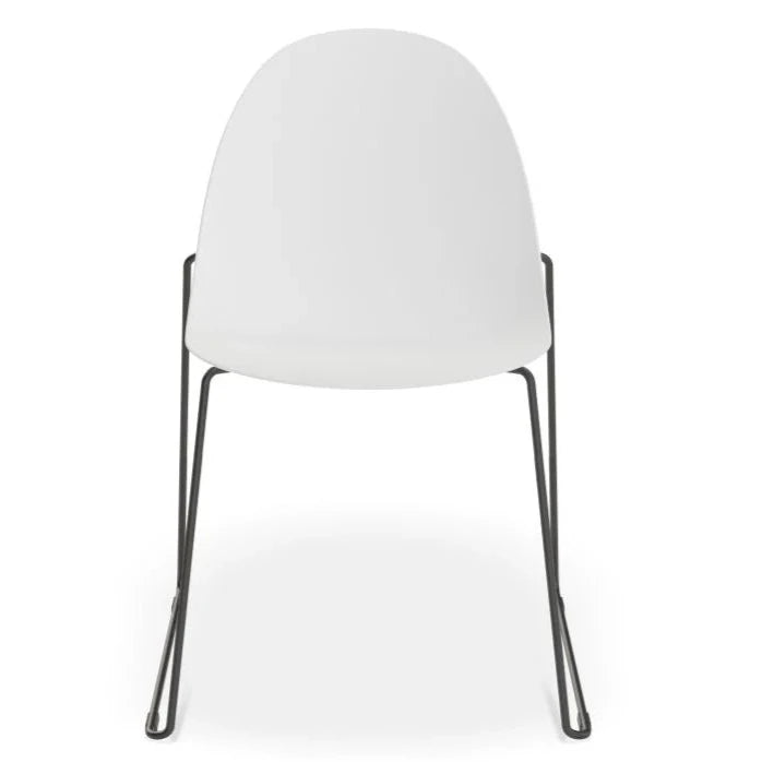 Shadowed Pebble White Sled Base - Black Dining Chair