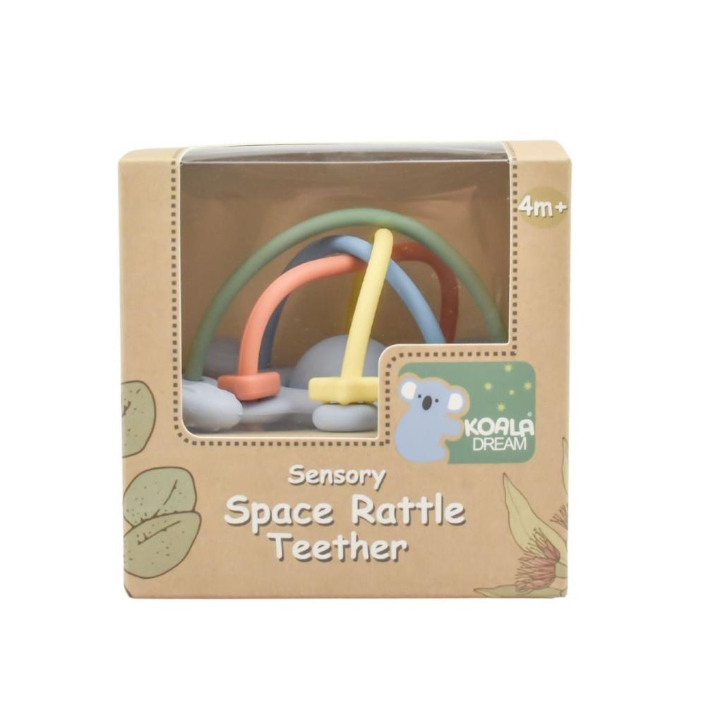 Silicone Sensory Space Rattle Teether - Blue