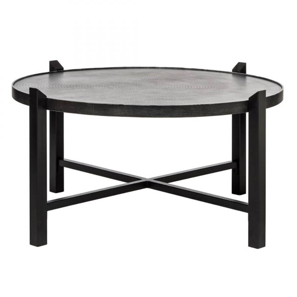 Silver Black Finish Wrought Iron Round Coffee Table