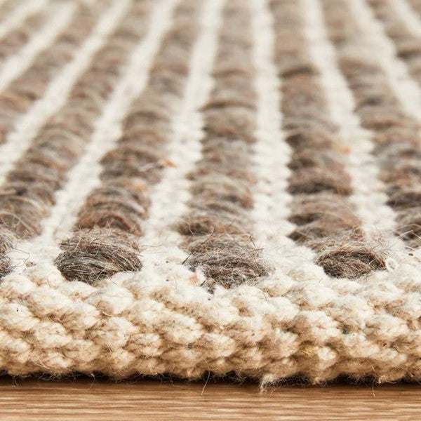 Skandi Brown Flat Weave Wool Rug - 225 x 155cms
