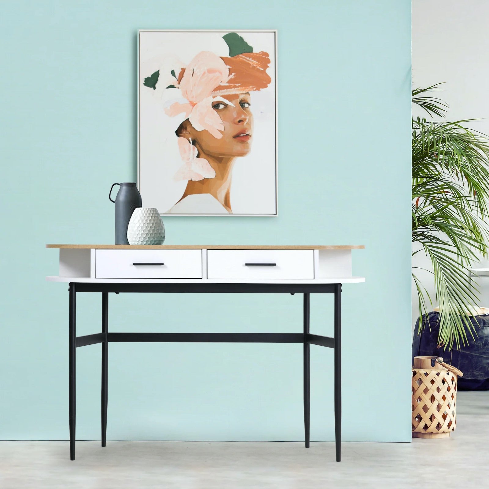 White & Natural Cozy Feel Console Table