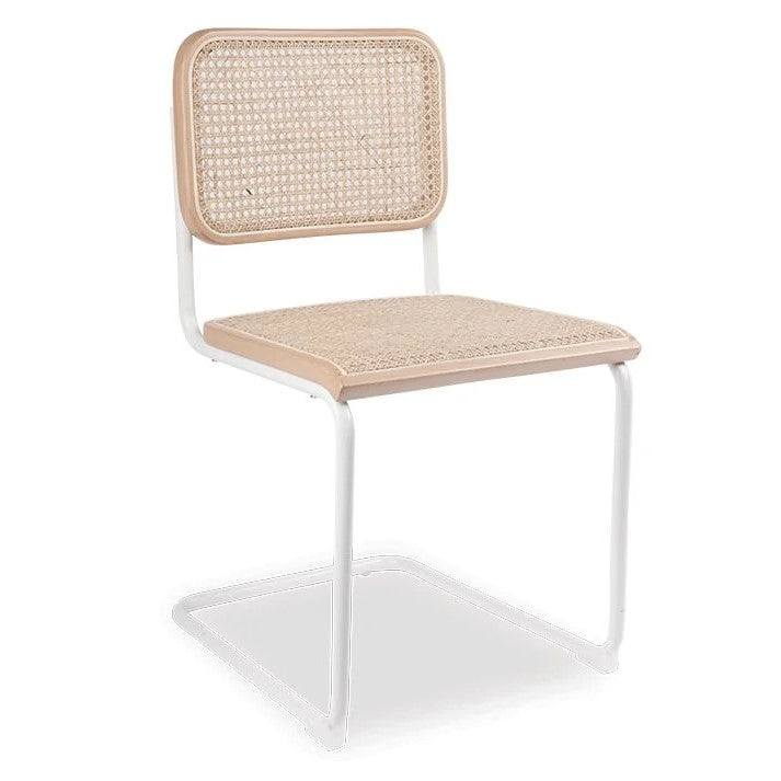 Sleek Noir White Frame with Natural Cane
