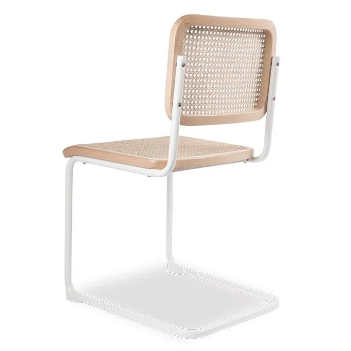 Sleek Noir White Frame with Natural Cane