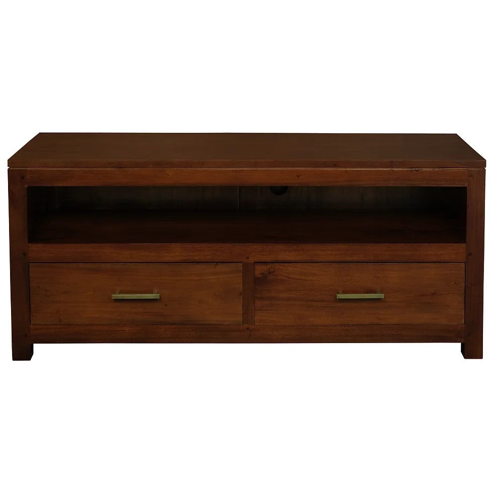 Sleek Simplicity 2 Drawer Low Entertainment Unit - Brown