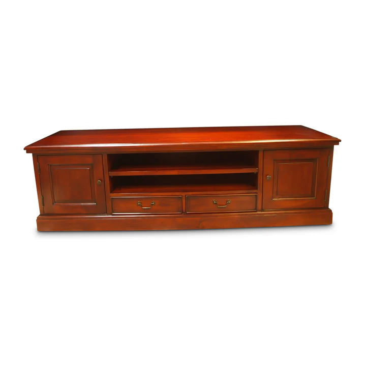 Sleek Simplicity Two-Door Entertainment Unit - Light Mahogany