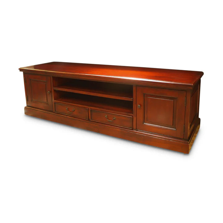 Sleek Simplicity Two-Door Entertainment Unit - Light Mahogany
