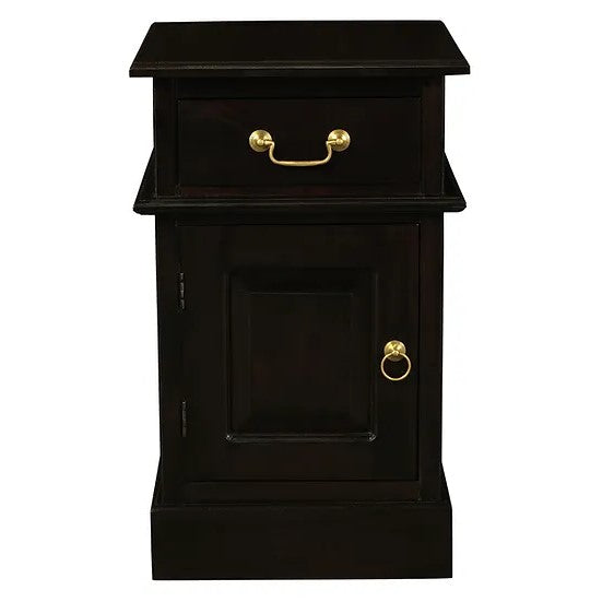 Sleek Storage 1 Solid Door 1 Drawer Bedside - Dark Brown