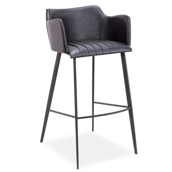 Sleek Vintage Black Fabric High Stool (Available in 2 Sizes)