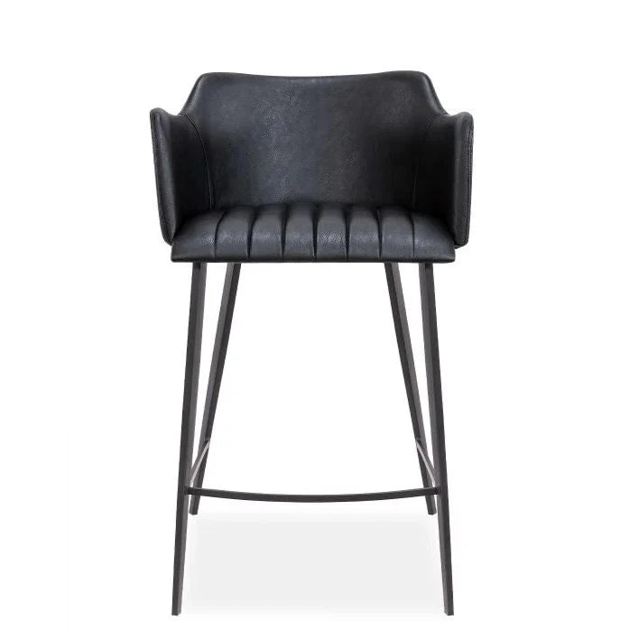 Sleek Vintage Black Fabric High Stool (Available in 2 Sizes)