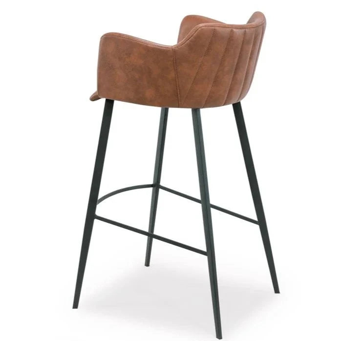 Sleek Vintage Brown Fabric High Stool (Available in 2 Sizes)