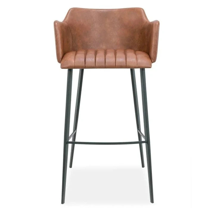 Sleek Vintage Brown Fabric High Stool (Available in 2 Sizes)