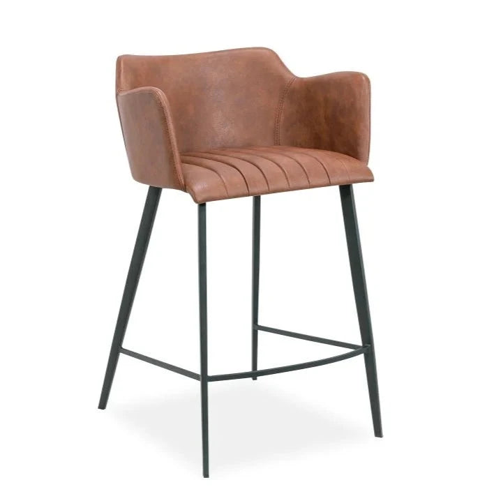 Sleek Vintage Brown Fabric High Stool (Available in 2 Sizes)