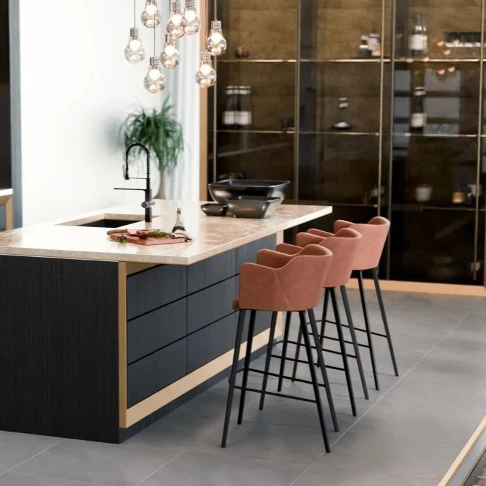 Sleek Vintage Brown Fabric High Stool (Available in 2 Sizes)