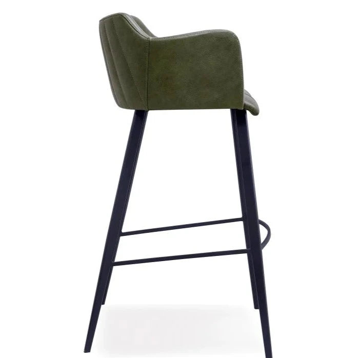 Sleek Vintage Green Fabric High Stool (Available in 2 Sizes)