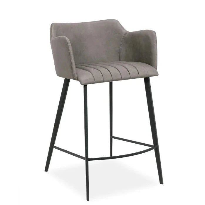 Sleek Vintage Grey Fabric High Stool (Available in 2 Sizes)