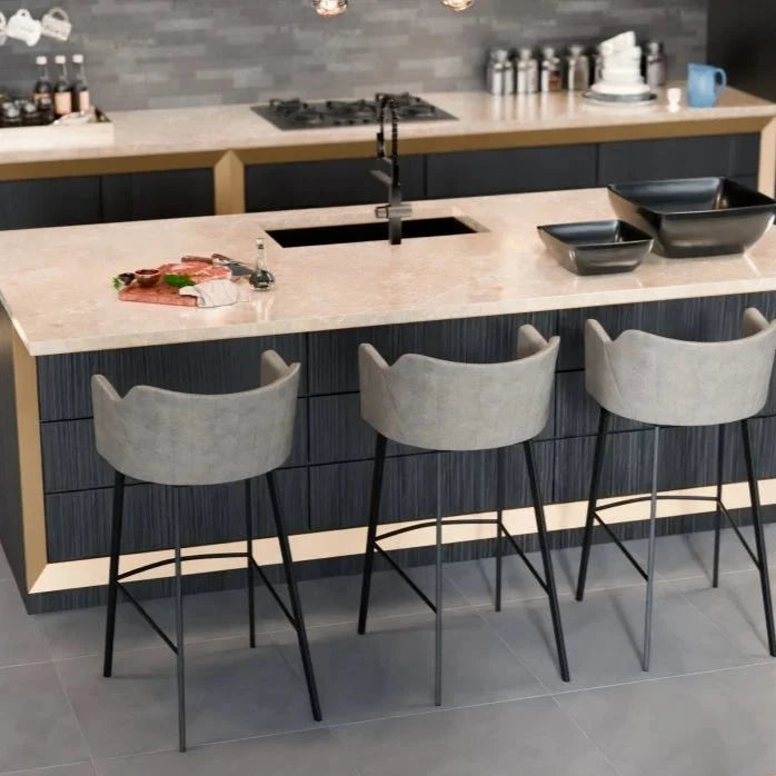 Sleek Vintage Grey Fabric High Stool (Available in 2 Sizes)