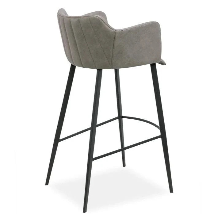 Sleek Vintage Grey Fabric High Stool (Available in 2 Sizes)