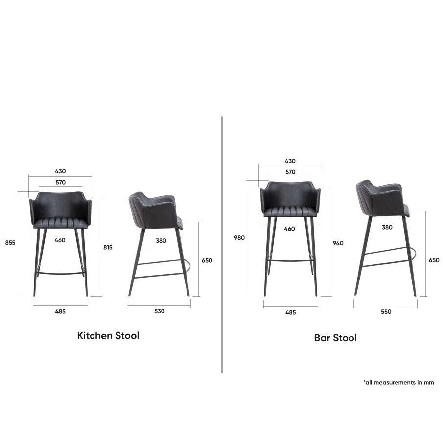 Sleek Vintage Grey Fabric High Stool (Available in 2 Sizes)