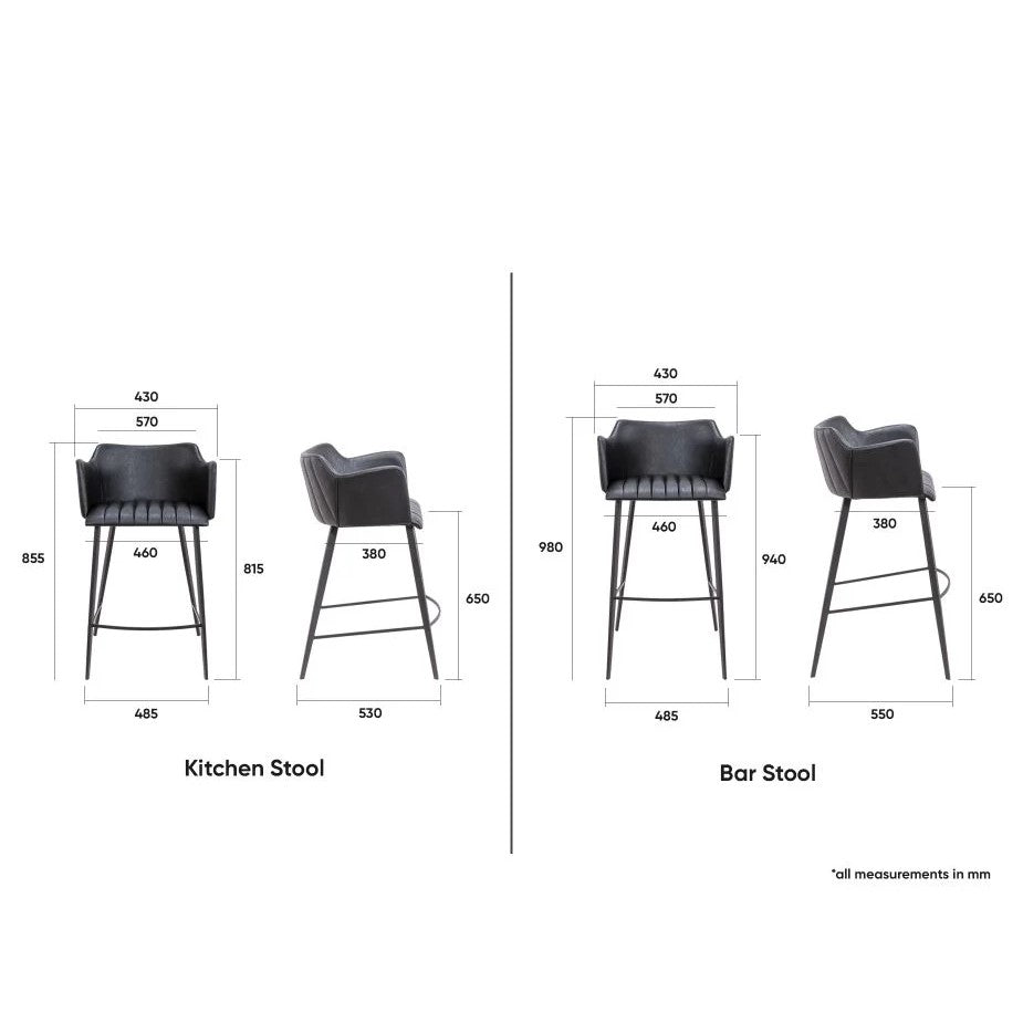 Sleek Vintage Green Fabric High Stool (Available in 2 Sizes)