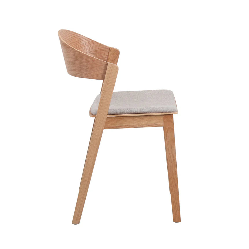 Sleek Wooden Grey Seat Dining Chairs - Set of 2