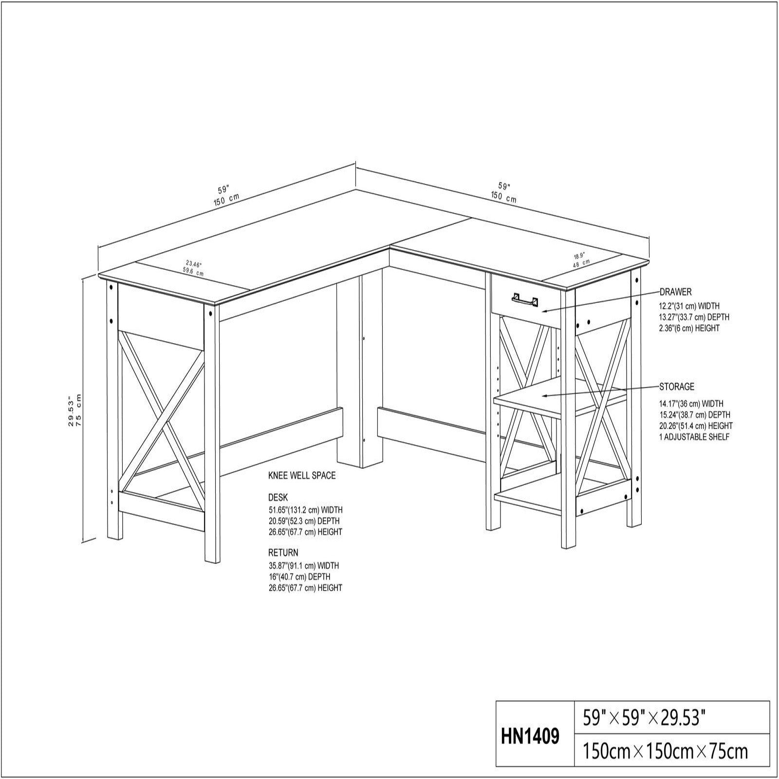 Sleek and Smart Washed Grey L-Desk