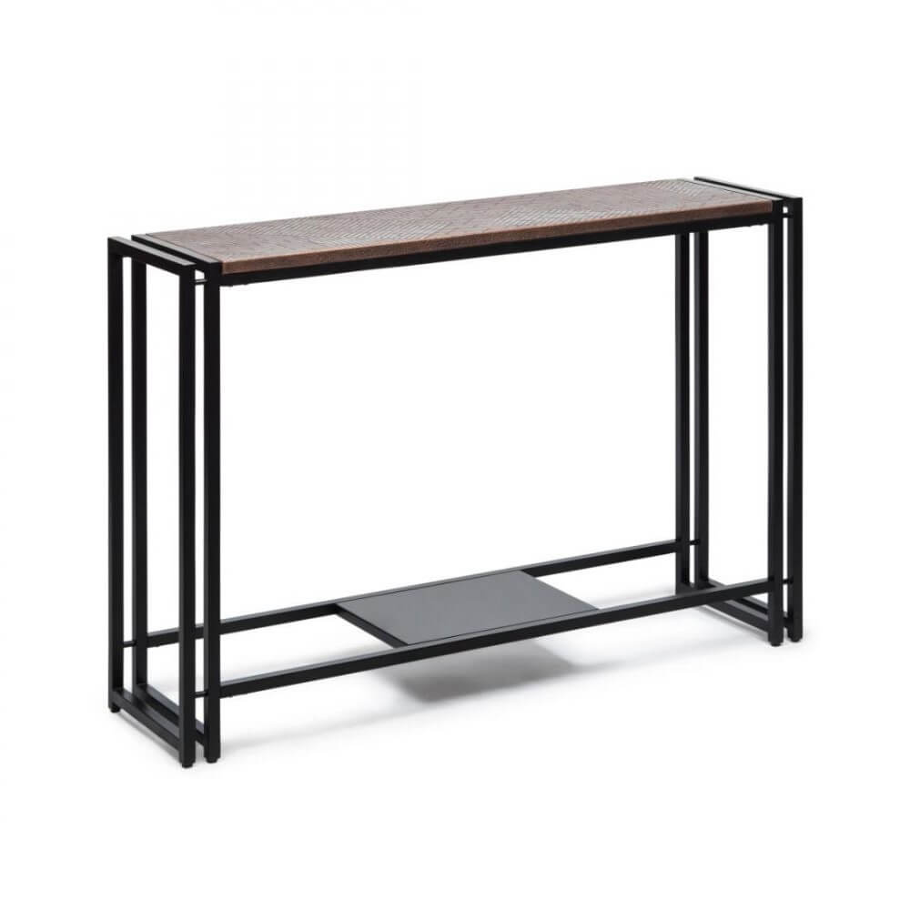 Slim Copper Finish Wooden Console Table