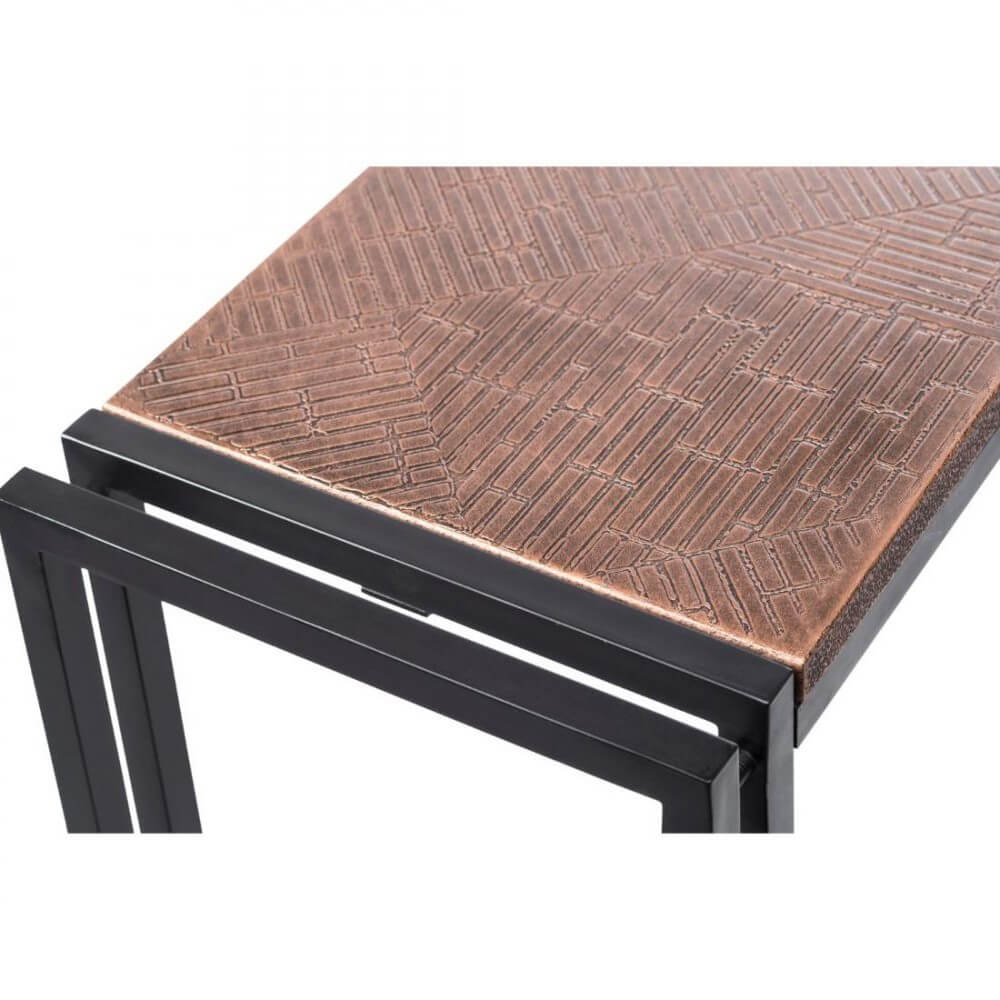 Slim Copper Finish Wooden Console Table