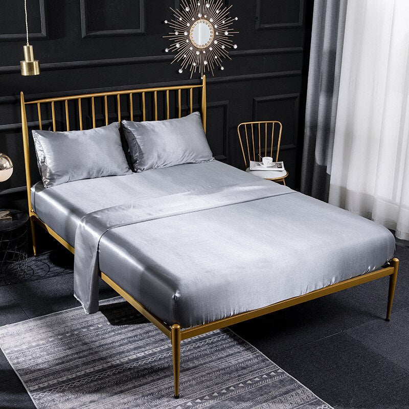 Satiny Queen Size Luxury Beddings Set 153 x 203cms - Grey