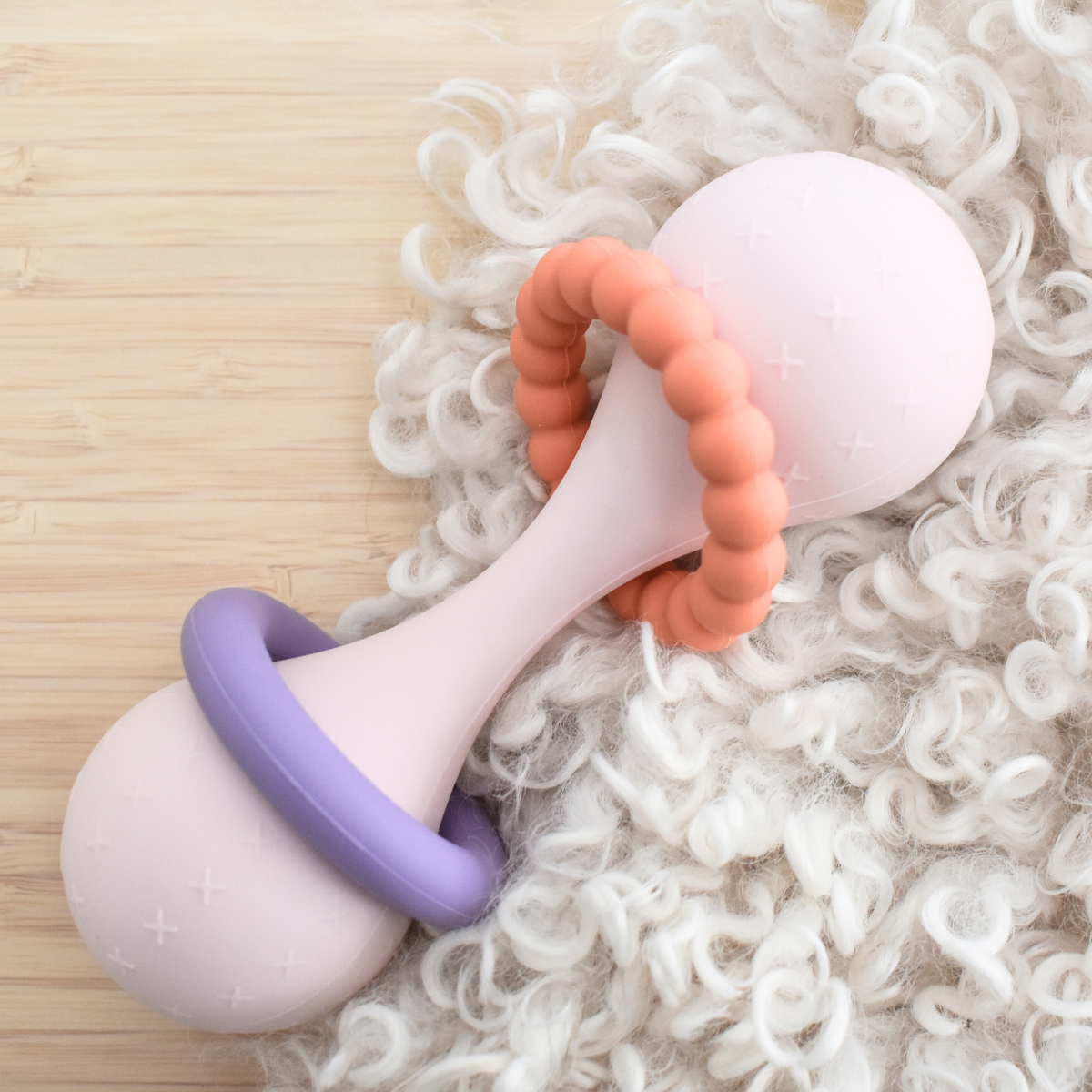 Soft Tone Silicone Sensory Maraca Rattle - Blush Pink