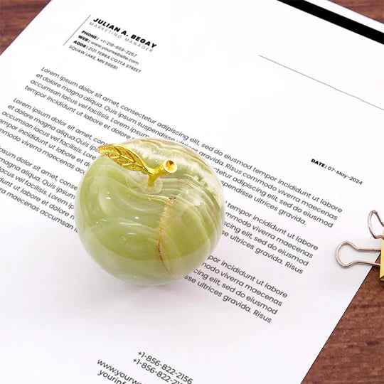 Solid Stone Hand-Carved Marble Paperweight - Green