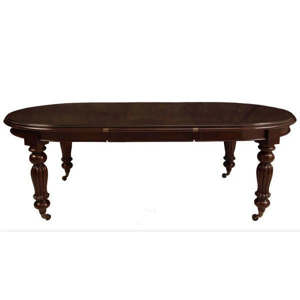 Solid Wood Oval Extending Dining Table - Dark Mahogany