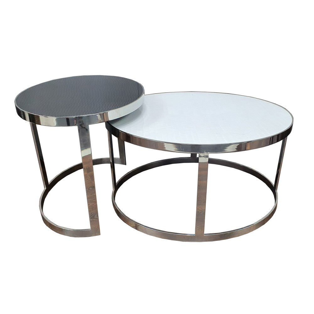 Sophisticate Silver-Edged Oval Coffee Table (Available in 2 Sizes)