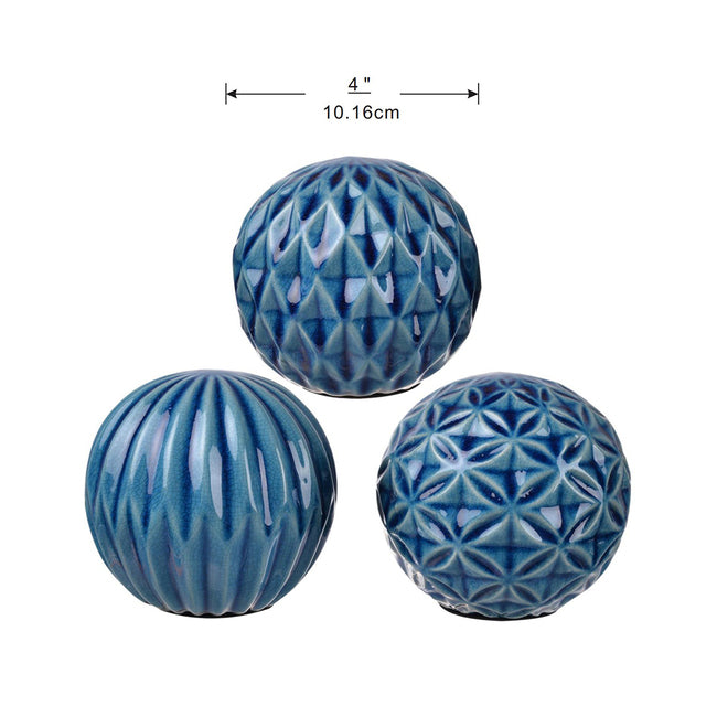 Sophisticated Style Blue Marbleized Balls - Set of 3