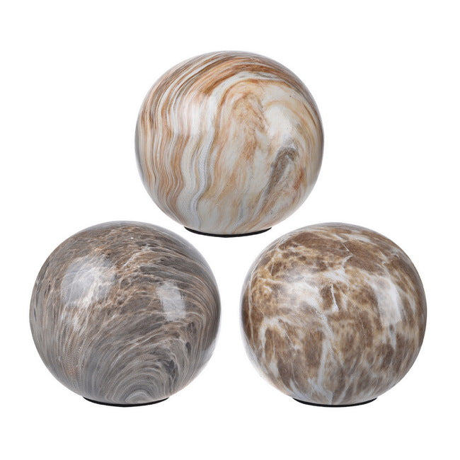 Sophisticated Style Brown Marbleized Balls - Set of 3