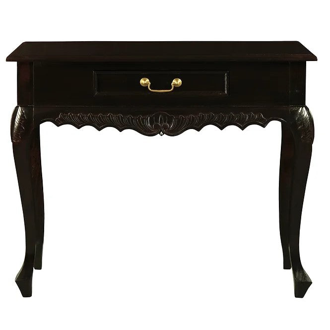 Sophisticated Style Carved 1 Drawer Sofa Table - Dark Brown