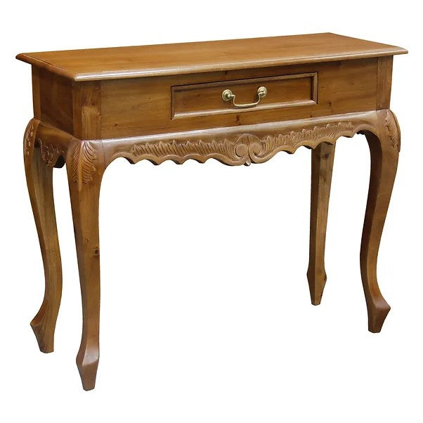 Sophisticated Style Carved 1 Drawer Sofa Table - Light Brown