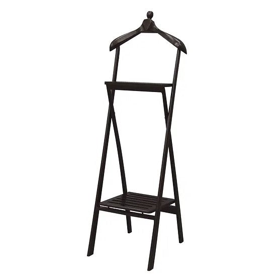 Space - Saving Compact Folded Valet Rack - Dark Brown
