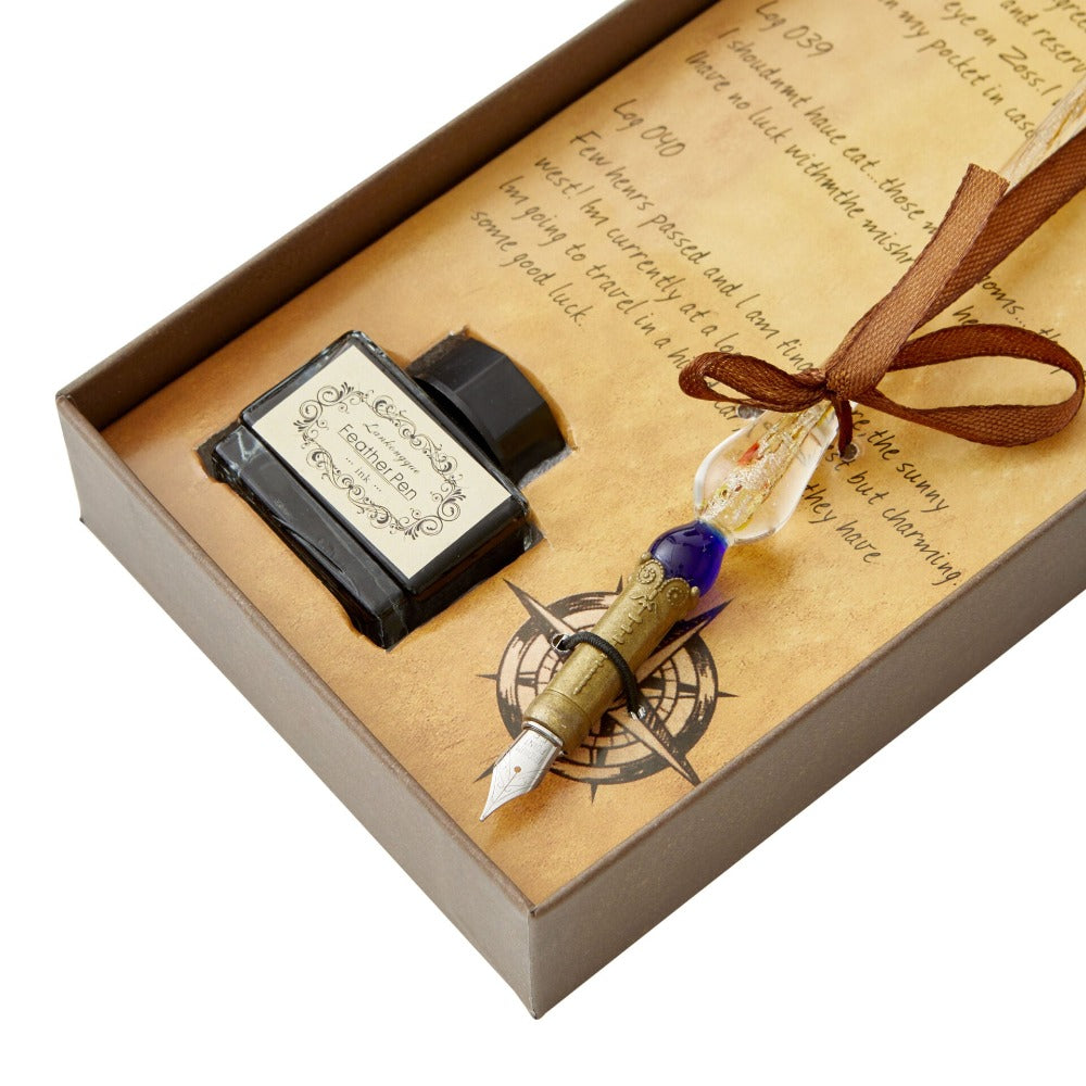 Speckle Calligraphy Writing Set With Glass Pen