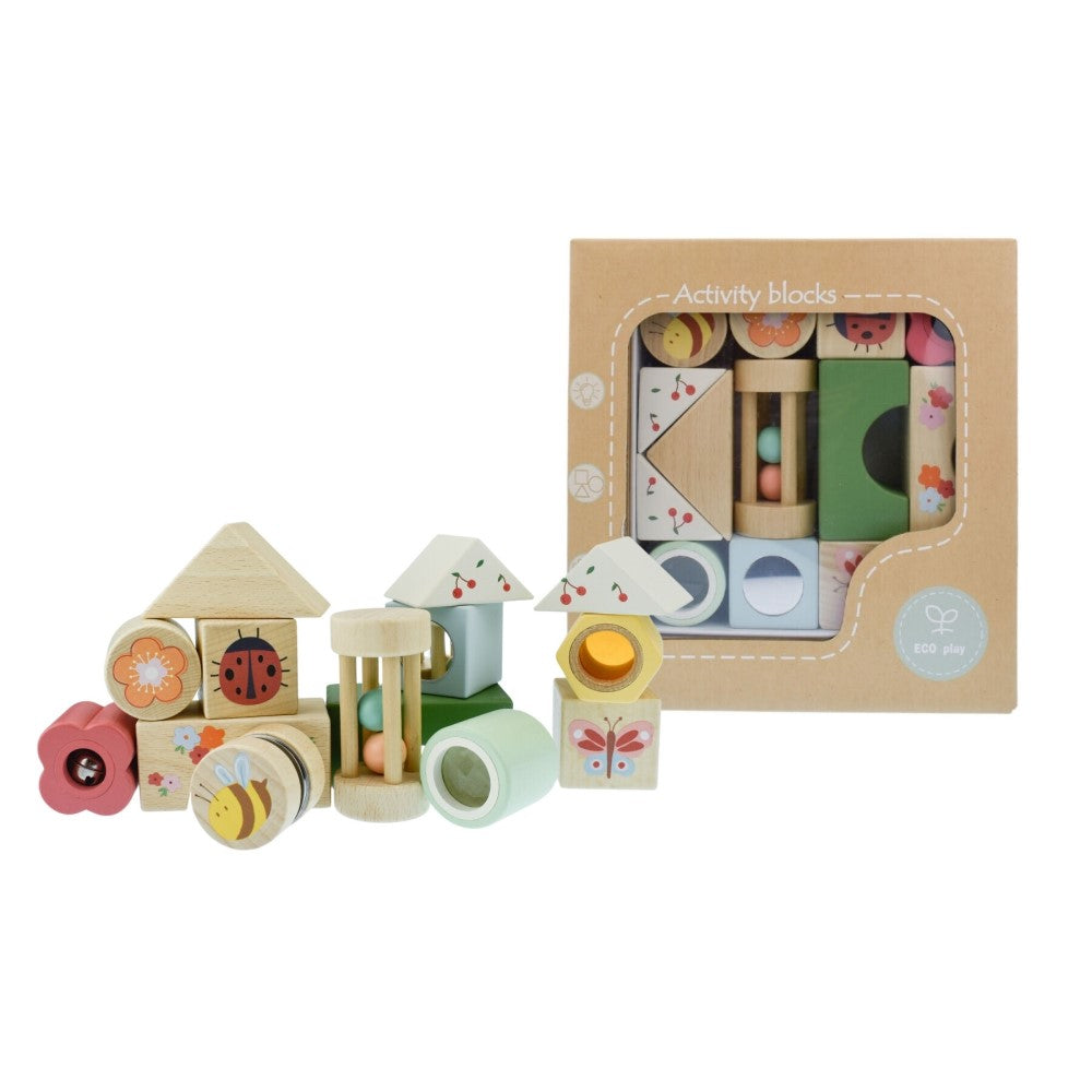 Springtime Fun - Wooden Insect Activity Blocks - 14 Pieces