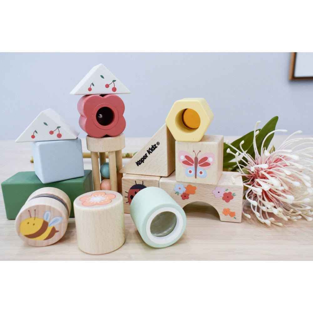 Springtime Fun - Wooden Insect Activity Blocks - 14 Pieces