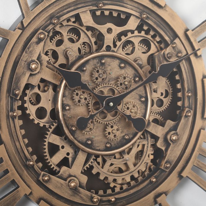 Square Roma Exposed Gear Movement Wall Clock - 80cms