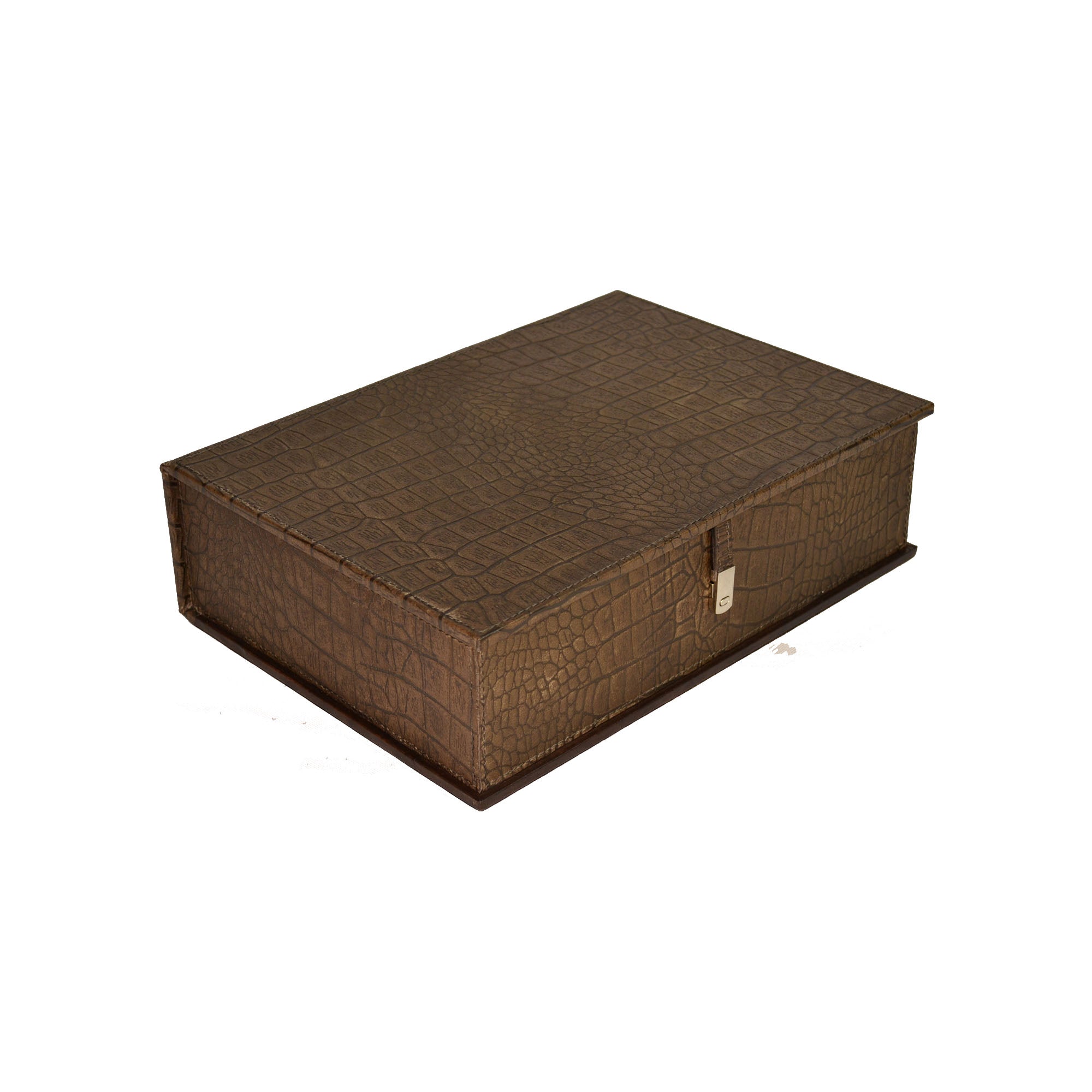 Rectangle Croc Haven Leather Document Box (2 Colors to Choose)