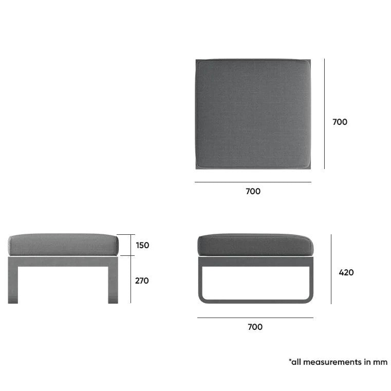 Square Elegant Fabric Ottoman (Available in 2 Colors)