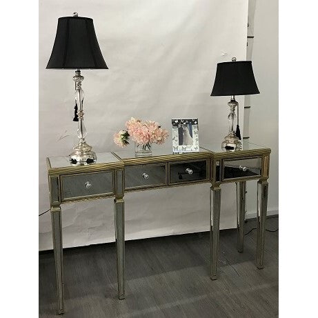Statement Antiqued Ribbed Mirrored Console Table